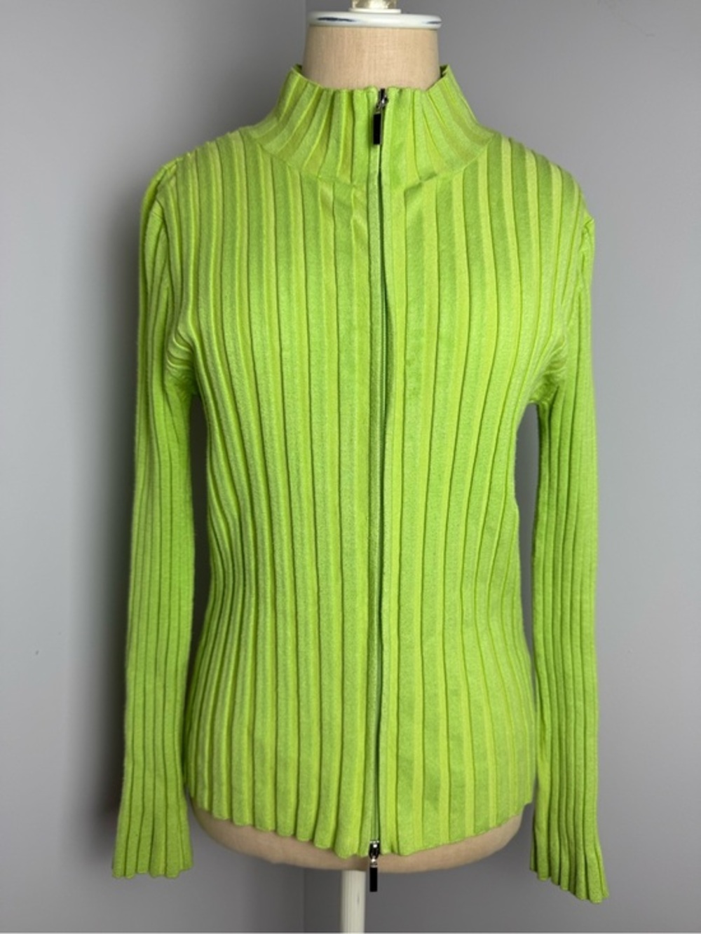 Vintage Belldini Neon Lime Ribbed Sio Up Knit Top